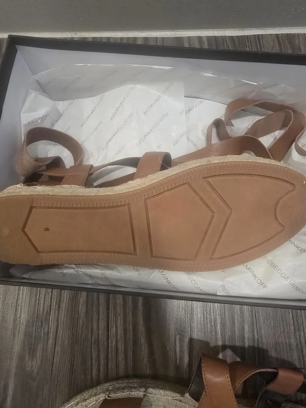Rebecca Minkoff Tan Leather Espadrille Sandals